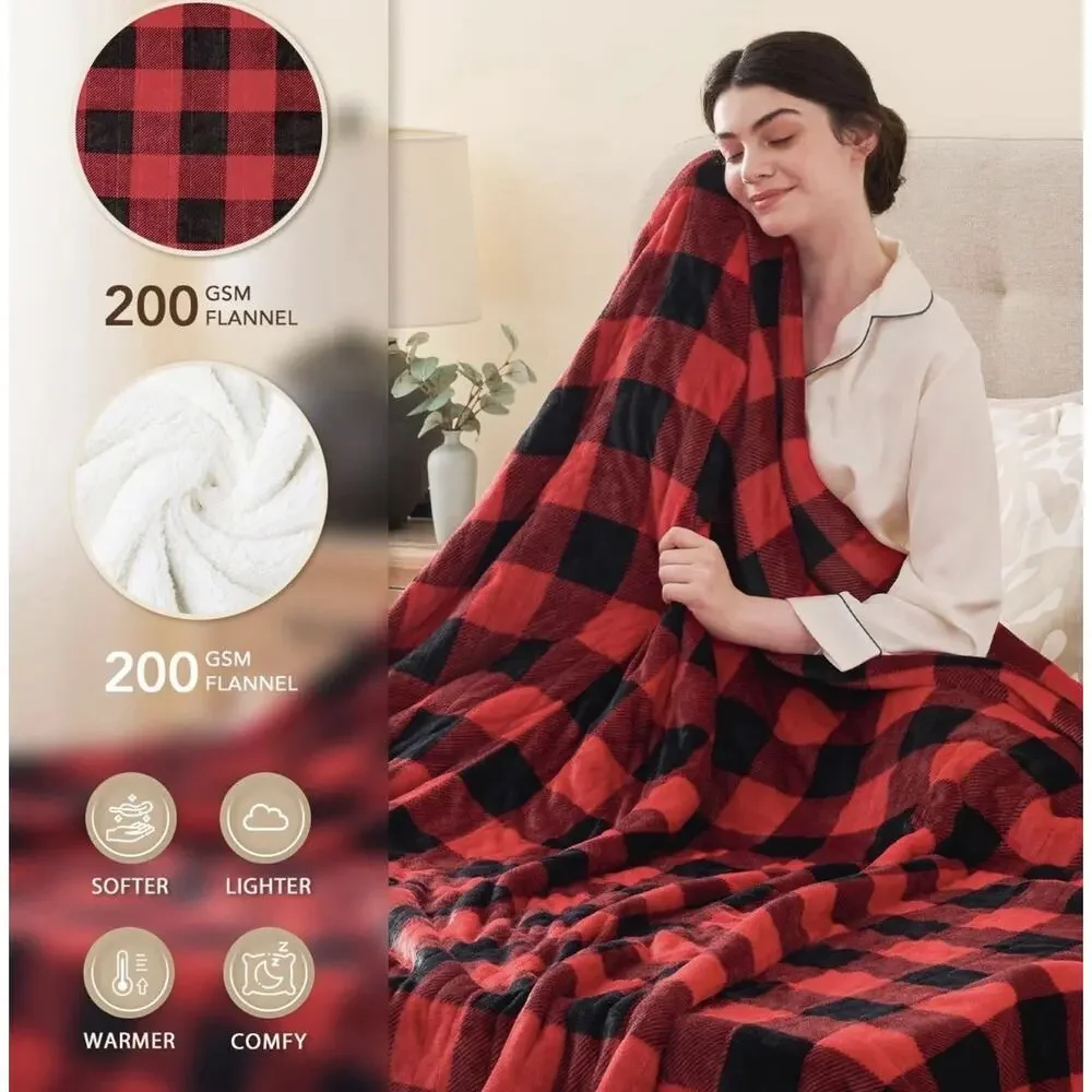 Homemate Electric Blanket Heated Throw - 50“x60“ Ultra Soft Cozy Flannel Rex